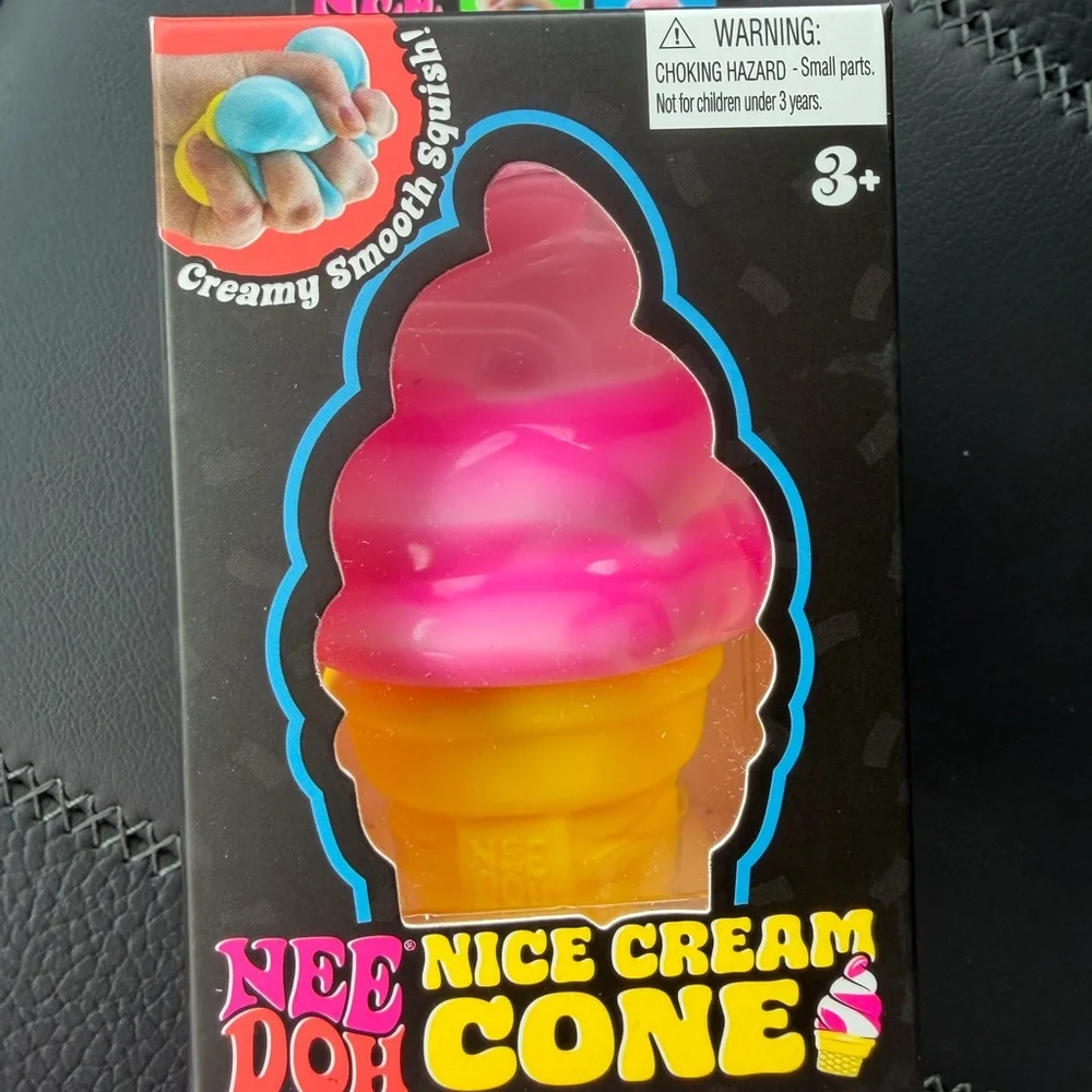 Nee Nice Cream Cone Pink & Yellow Squeeze Toy - Picture 1 of 5